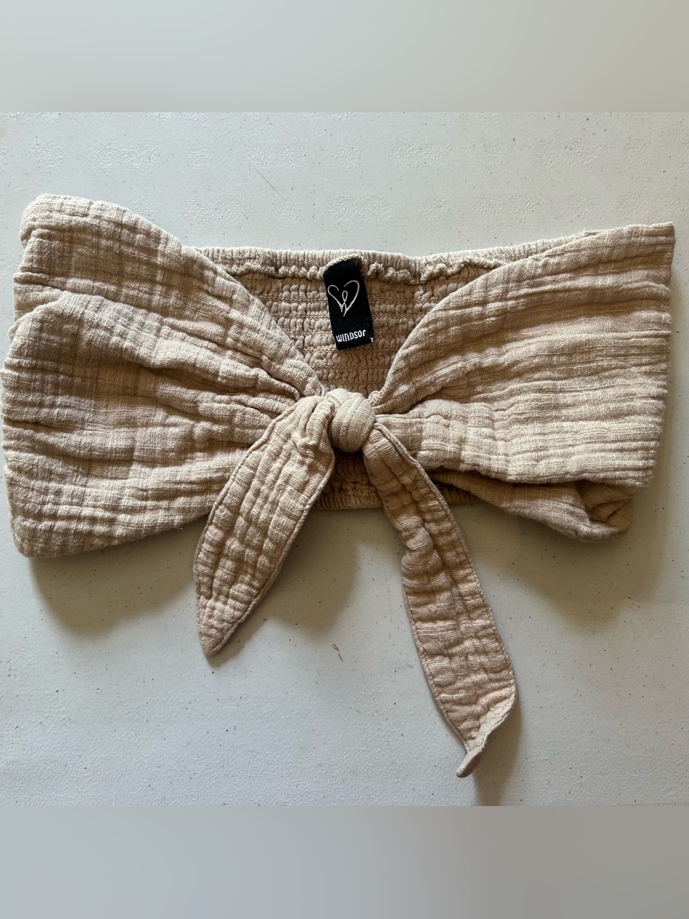 Windsor cotton beige tie front strapless bandeau top size small